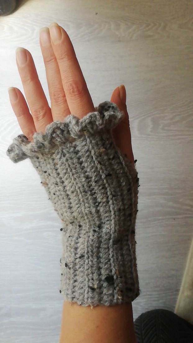 Gri Örgü Kadın Eldiven ve Saç Bandana Takım - Görsel 2