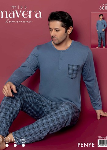 Gri Erkek Düğmeli Kareli Pijama Takımı - Görsel 17