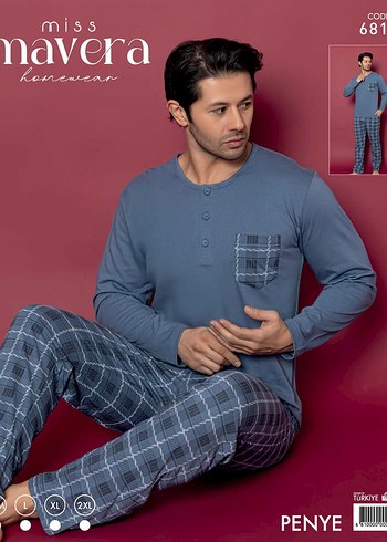 Gri Erkek Düğmeli Kareli Pijama Takımı - Görsel 15