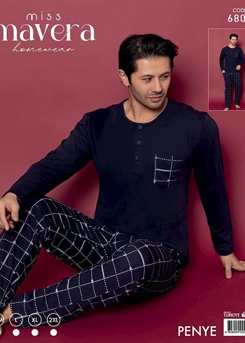 Gri Erkek Düğmeli Kareli Pijama Takımı - Görsel 4