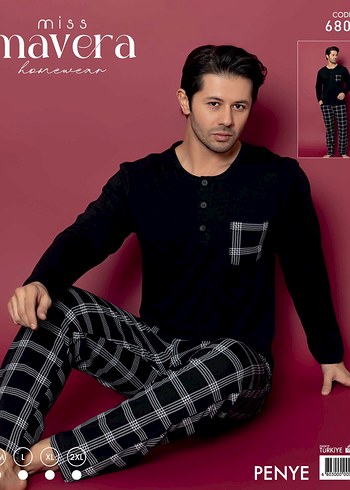 Gri Erkek Düğmeli Kareli Pijama Takımı - Görsel 3