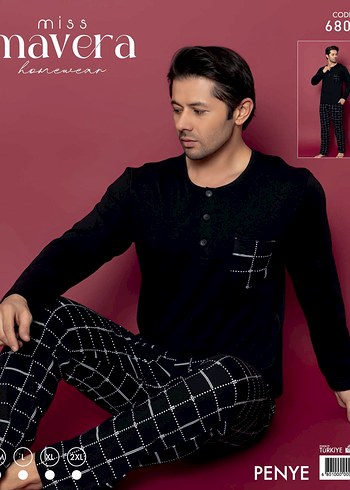 Gri Erkek Düğmeli Kareli Pijama Takımı - Görsel 9