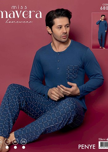 Gri Erkek Düğmeli Kareli Pijama Takımı - Görsel 11