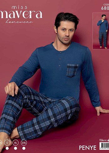 Gri Erkek Düğmeli Kareli Pijama Takımı - Görsel 7