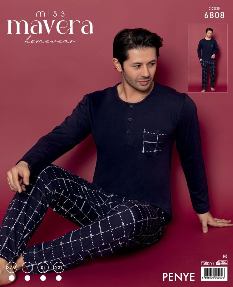 Gri Erkek Düğmeli Kareli Pijama Takımı - Görsel 4