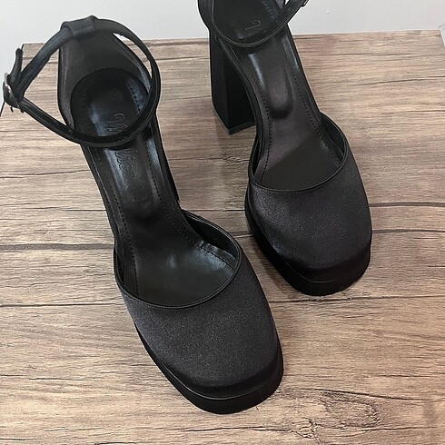 38 Beden siyah Renk Siyah saten platform (104)
