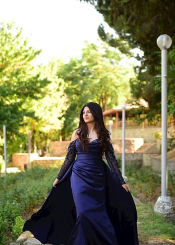 Gece Mavisi Taş İşlemeli Premium Abiye - Görsel 2