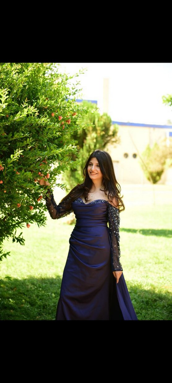 Gece Mavisi Taş İşlemeli Premium Abiye - Görsel 3