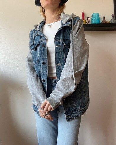 Pull and Bear Pull and bear kapşonlu kot ceket