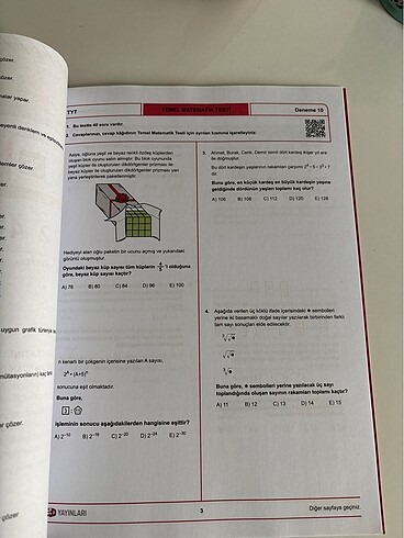 Beden Tyt matematik denemesi 3D yayınları