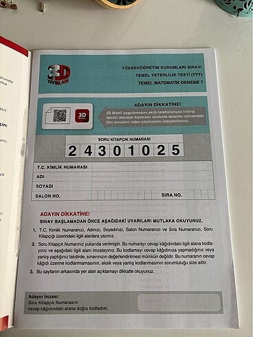Tyt matematik denemesi 3D yayınları