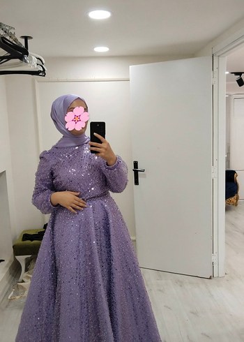 Uzun Kol Mor Drape Detaylı Abiye Elbise - Görsel 4