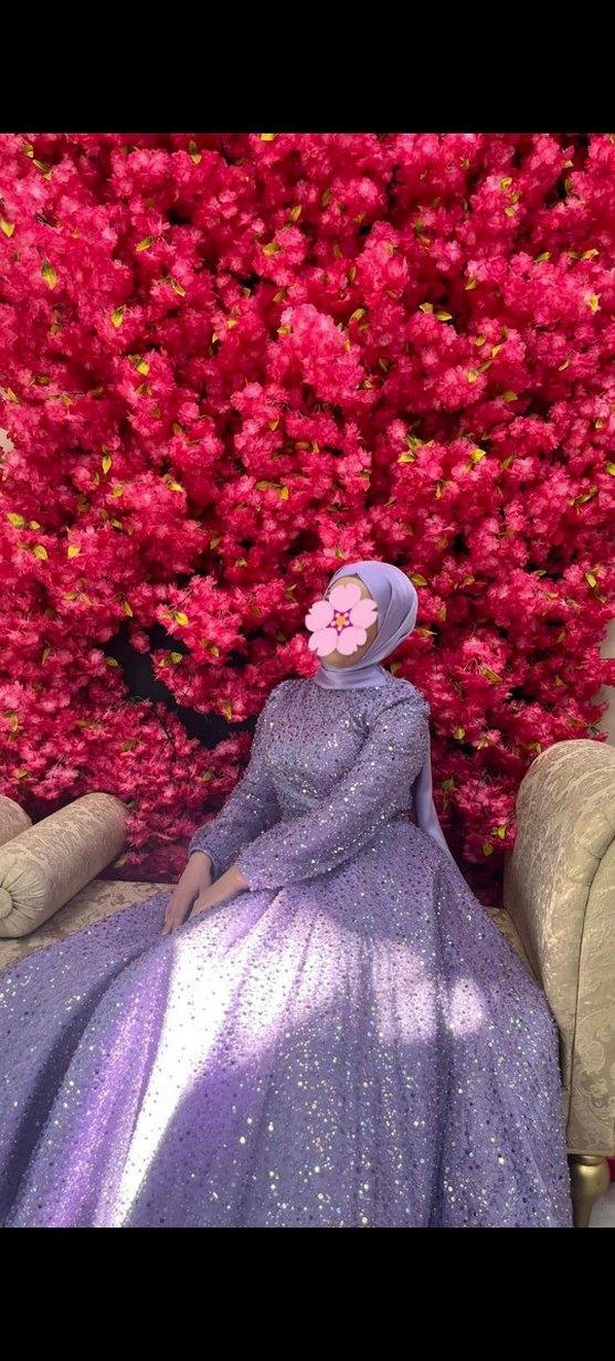 Uzun Kol Mor Drape Detaylı Abiye Elbise - Görsel 3