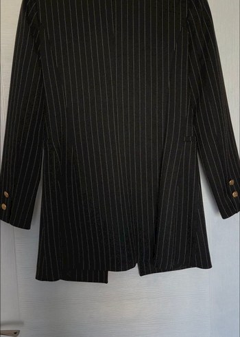 Tiffany Tomato Düğmeli Siyah Çizgili Kadın Blazer - Görsel 2