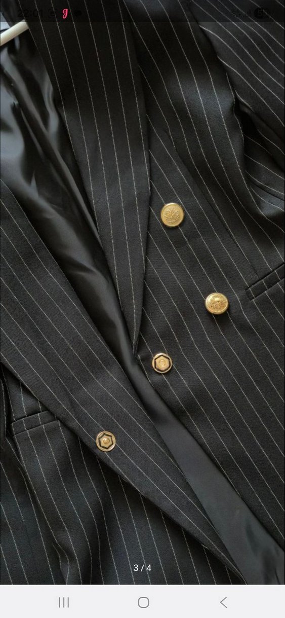 Tiffany Tomato Düğmeli Siyah Çizgili Kadın Blazer - Görsel 3