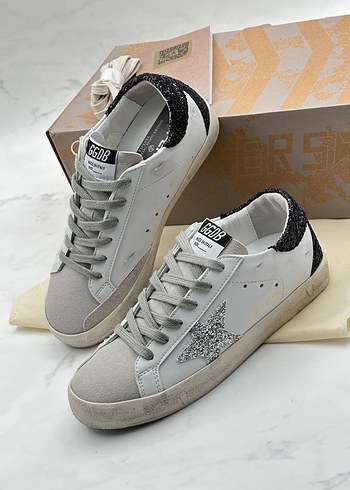 38 Beden Golden Goose Deluxe Beyaz Simli Stiletto Topuklu Spor Ayakkabı