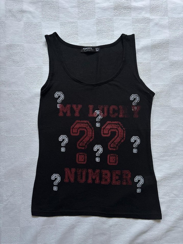 Salaş Siyah Baskılı Atlet/Bluz - Görsel 2