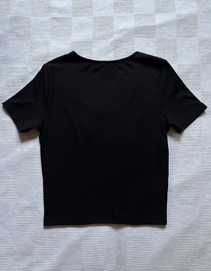 Yaka Detaylı Fitted Fitilli Esnek Bluz/Crop - Görsel 4