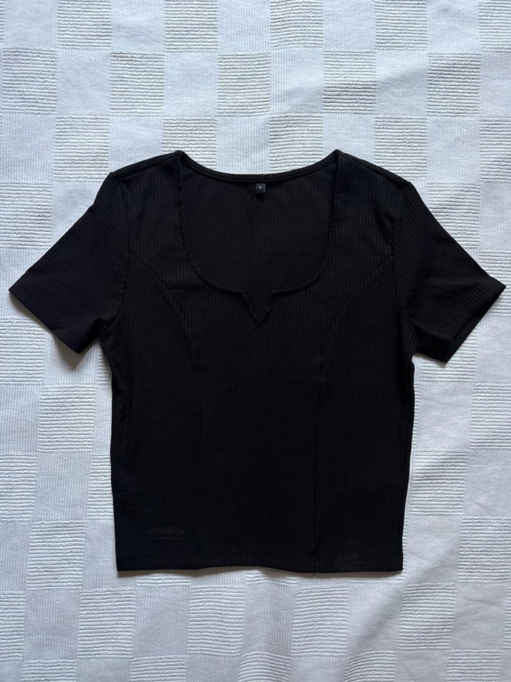 Yaka Detaylı Fitted Fitilli Esnek Bluz/Crop - Görsel 3