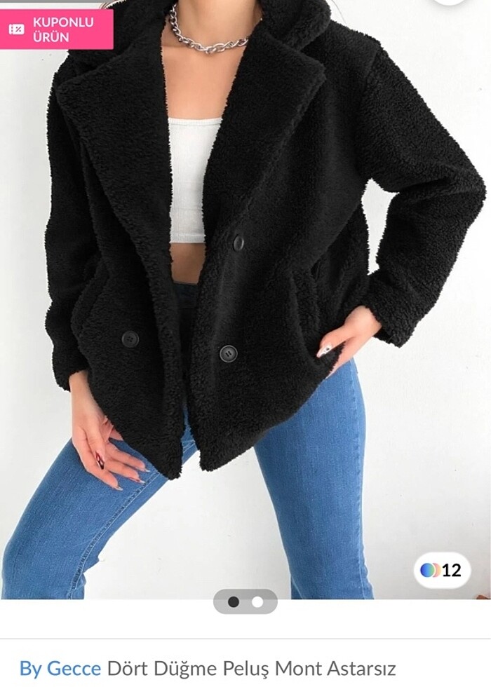 kadın peluşlu mont - Görsel 2