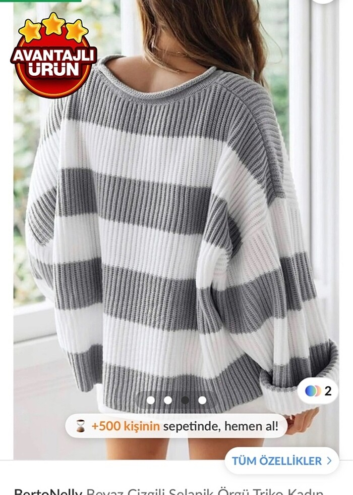 Gri çizgili kazak - Görsel 2