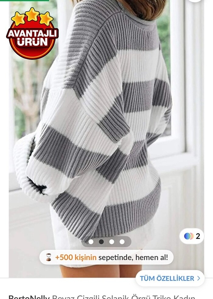 Gri çizgili kazak - Görsel 3