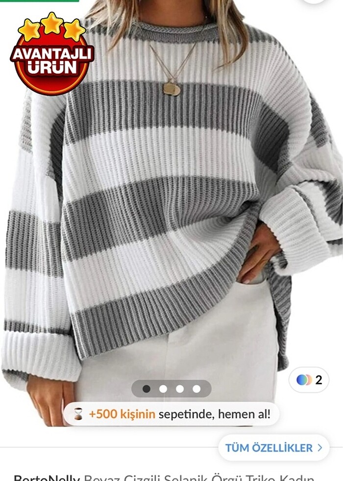 Gri çizgili kazak - Görsel 4