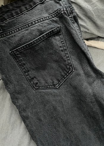 Gri Bol Kesim Midi Kot Pantolon - Görsel 2