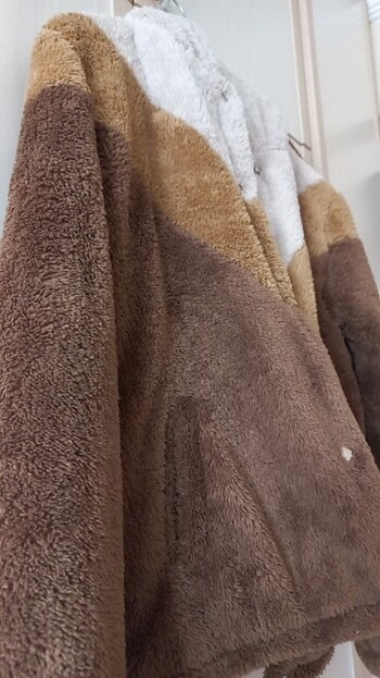 l Beden kahverengi Renk Kapüşonlu peluş ceket