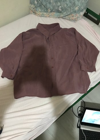 Gül kurusu 3 gömlek Düğmeli Ovursize kadın