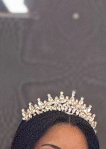 Beyaz Işıltılı Gelin Tacı ve Küpe Seti - Görsel 5