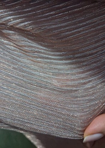 Pembe Drapeli V Yaka Uzun Abiye Elbise vatkalı - Görsel 7