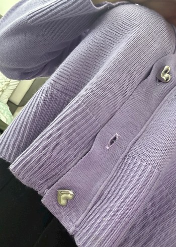 Düğmeli Mor Midi Örgü Hırka açıklamayı okuyun! - Görsel 6