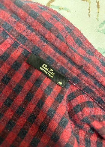 Bordo Kareli Düğmeli Salaş Kadın Gömlek Qu zu marka - Görsel 7