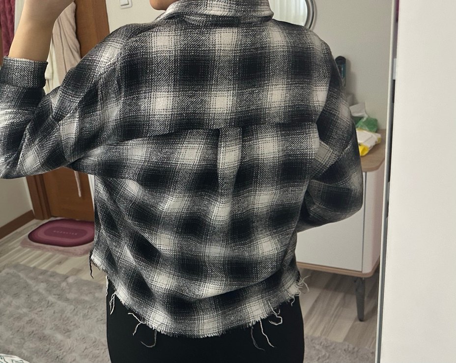 Gri Düğmeli Bağlamalı Kadın Gömlek - Görsel 2