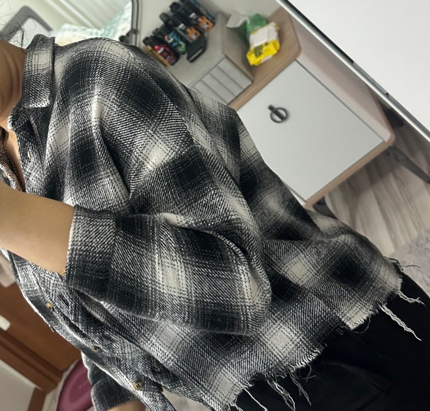 Gri Düğmeli Bağlamalı Kadın Gömlek - Görsel 3