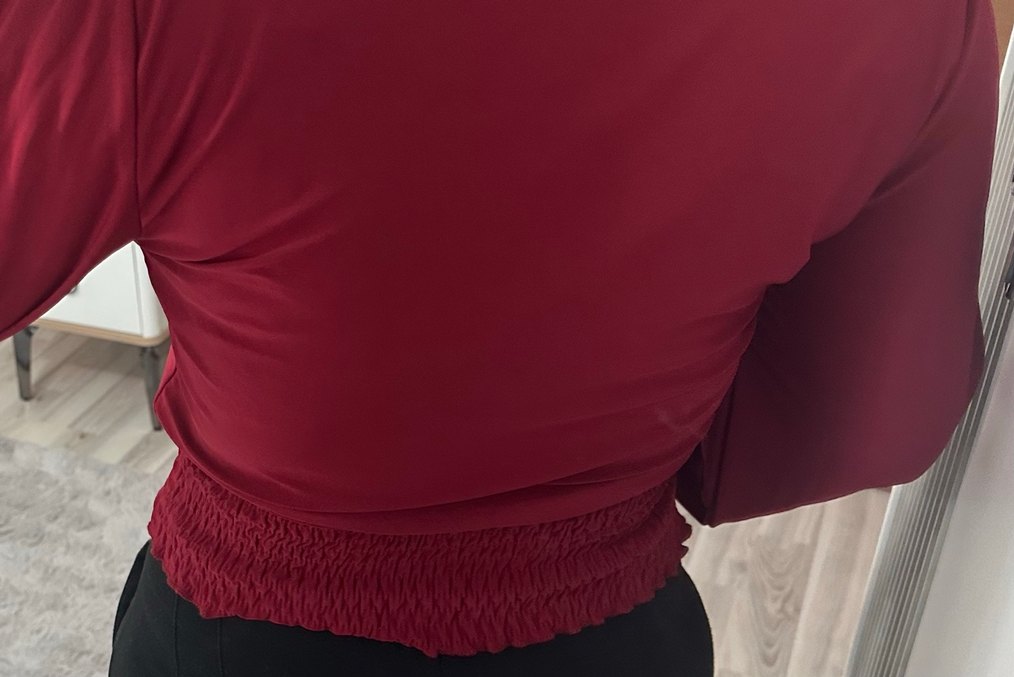 Bordo V Yaka Bluz  lütfen açıklamayı okuyun! - Görsel 4