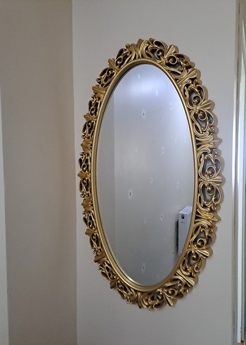 Altın Renkli Parlak Oval Ayna