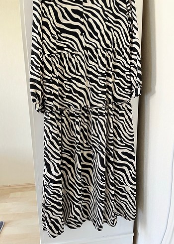 Zebra Desenli Uzun Salaş Elbise