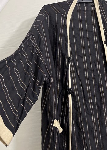 Siyah Uzun Kadın Bohem Kimono - Görsel 2