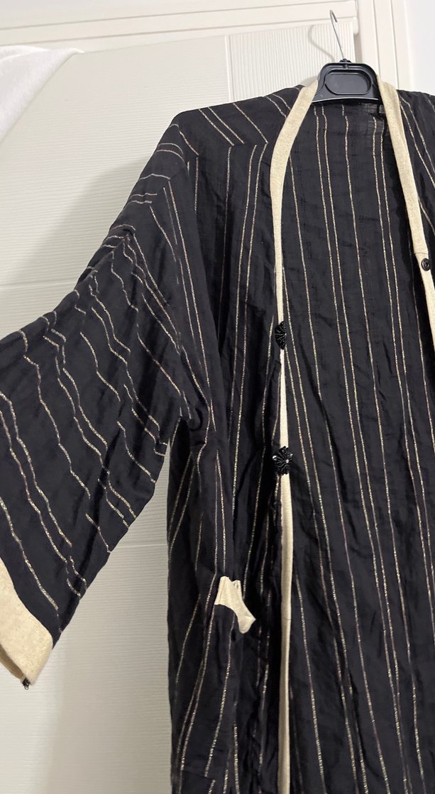 Siyah Uzun Kadın Bohem Kimono - Görsel 2
