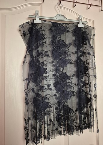 Lacivert Nakışlı Bohem şal - Görsel 4