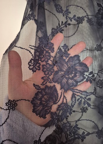 Lacivert Nakışlı Bohem şal - Görsel 5