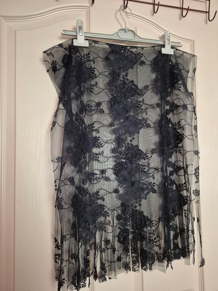 Lacivert Nakışlı Bohem şal - Görsel 4