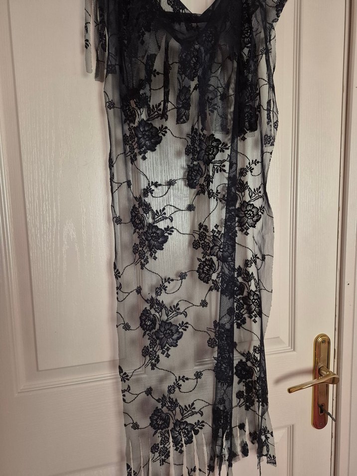 Lacivert Nakışlı Bohem şal - Görsel 3