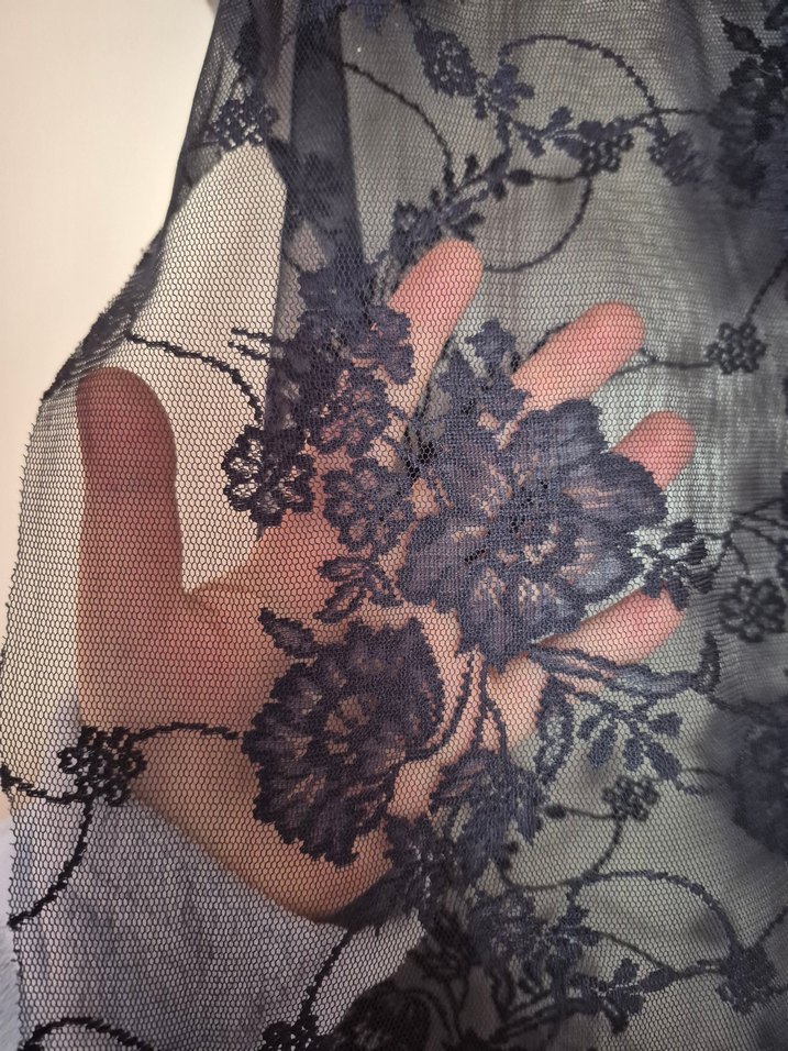 Lacivert Nakışlı Bohem şal - Görsel 5