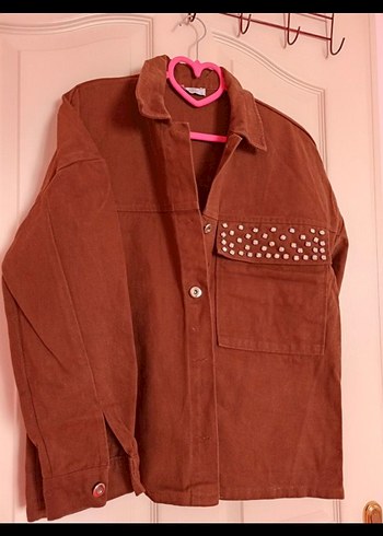 Kahverengi Kadife Düğmeli Kadın Gömlek KOT - Görsel 3