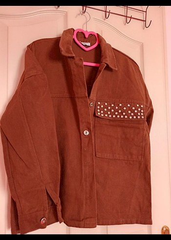 Kahverengi Kadife Düğmeli Kadın Gömlek KOT - Görsel 4