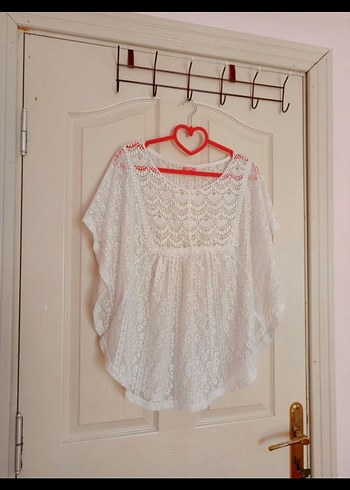 Dantel İşlemeli Beyaz Bohem Kadın Bluz - Görsel 4