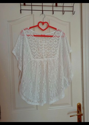 Dantel İşlemeli Beyaz Bohem Kadın Bluz - Görsel 2